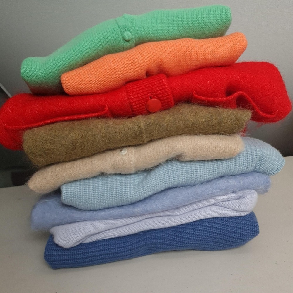 Cashmere Sweaters Craft Lot 9 Pieces Purple Green Orange Cutter Fabric FLAWS